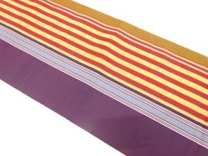 未使用品　織悦製　手織り紬　縞模様織り出し全通袋帯(未仕立て)